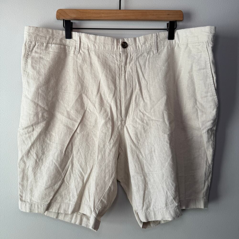 Goodfellow Men's The Every Wear 9" Flat Front Linen Shorts Tan Size 42